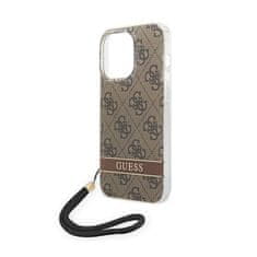 Guess Guess 4G Print Cord - Ohišje z vrvico za iPhone 14 Pro (rjavo)