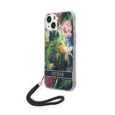 Guess Guess Flower Cord - Ohišje z vrvico za iPhone 14 Plus (modro)