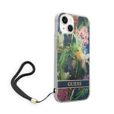 Guess Guess Flower Cord - Ohišje z vrvico za iPhone 14 Plus (modro)