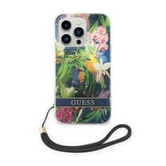 Guess Guess Flower Cord - Ohišje z vrvico za iPhone 14 Pro (modro)