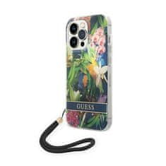 Guess Guess Flower Cord - Ohišje z vrvico za iPhone 14 Pro Max (modro)