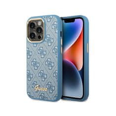 Guess Kovinsko ohišje z obrisi kamere Guess 4G - Ohišje za iPhone 14 Pro (modro)