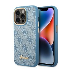 Guess Kovinsko ohišje z obrisi kamere Guess 4G - Ohišje za iPhone 14 Pro Max (modro)