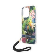 Guess Guess Flower Cord - Ohišje z vrvico za iPhone 14 Pro Max (modro)