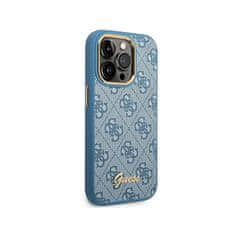 Guess Kovinsko ohišje z obrisi kamere Guess 4G - Ohišje za iPhone 14 Pro (modro)