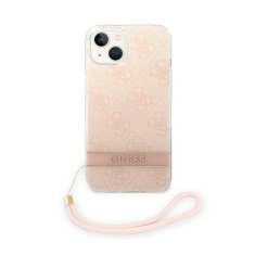 Guess Guess 4G Print Cord - Ohišje z vrvico za iPhone 14 (roza)