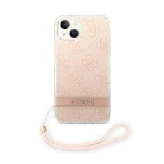 Guess Guess 4G Print Cord - Ohišje z vrvico za iPhone 14 Plus (roza)