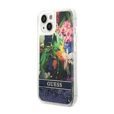 Guess Guess Liquid Glitter Flower - ohišje za iPhone 14 (modro)