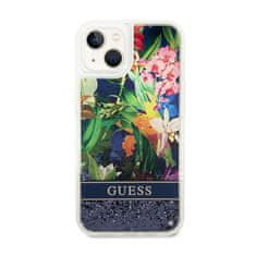 Guess Guess Liquid Glitter Flower - ohišje za iPhone 14 (modro)