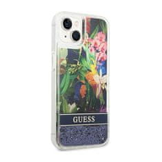 Guess Guess Liquid Glitter Flower - ohišje za iPhone 14 (modro)