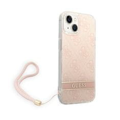 Guess Guess 4G Print Cord - Ohišje z vrvico za iPhone 14 Plus (roza)