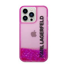 Karl Lagerfeld Karl Lagerfeld Liquid Glitter prosojno ohišje s podolgovatim logotipom - ohišje za iPhone 14 Pro Max (roza)