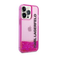 Karl Lagerfeld Karl Lagerfeld Liquid Glitter prosojno ohišje s podolgovatim logotipom - ohišje za iPhone 14 Pro Max (roza)