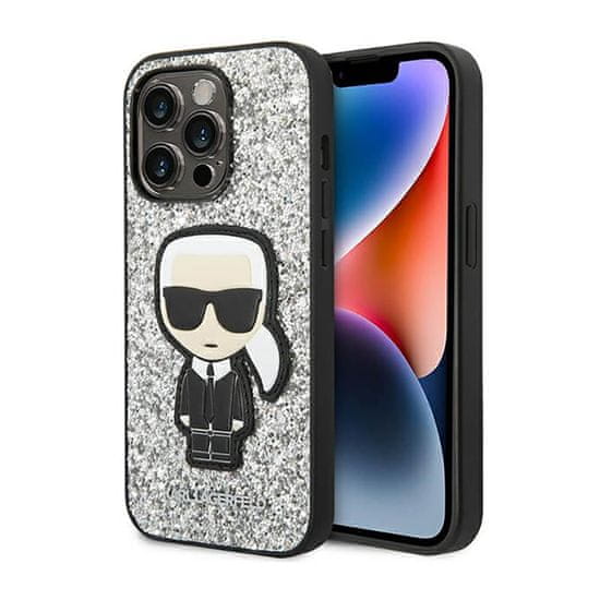 Karl Lagerfeld Karl Lagerfeld Glitter Flakes Ikonik - Ohišje za iPhone 14 Pro (srebrno)