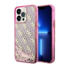 Guess Guess Liquid Glitter Transculent 4G - Ohišje za iPhone 14 Pro (roza)