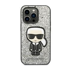 Karl Lagerfeld Karl Lagerfeld Glitter Flakes Ikonik - Ohišje za iPhone 14 Pro (srebrno)