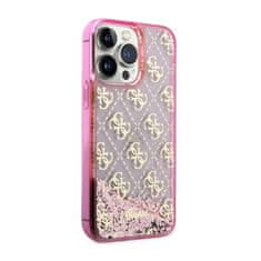 Guess Guess Liquid Glitter Transculent 4G - Ohišje za iPhone 14 Pro (roza)