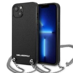 Karl Lagerfeld Karl Lagerfeld Usnje s teksturo in verigo - etui za iPhone 13 mini (črn)