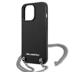 Karl Lagerfeld Karl Lagerfeld Usnje s teksturo in verigo - etui za iPhone 13 Pro (črno)