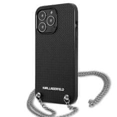 Karl Lagerfeld Karl Lagerfeld Usnje s teksturo in verigo - etui za iPhone 13 Pro (črno)