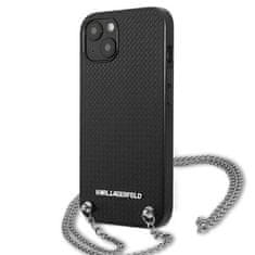 Karl Lagerfeld Karl Lagerfeld Usnje s teksturo in verigo - etui za iPhone 13 (črno)