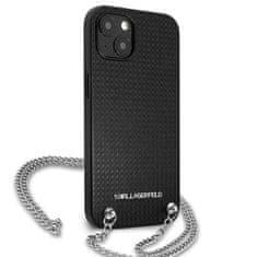 Karl Lagerfeld Karl Lagerfeld Usnje s teksturo in verigo - etui za iPhone 13 (črno)