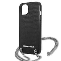 Karl Lagerfeld Karl Lagerfeld Usnje s teksturo in verigo - etui za iPhone 13 (črno)