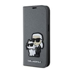 Karl Lagerfeld Karl Lagerfeld Booktype NFT Saffiano Karl & Choupette - ovitek za iPhone 14 (srebrn)