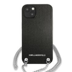 Karl Lagerfeld Karl Lagerfeld Usnje s teksturo in verigo - etui za iPhone 13 mini (črn)