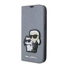 Karl Lagerfeld Karl Lagerfeld Booktype NFT Saffiano Karl & Choupette - ovitek za iPhone 14 Pro (srebrn)