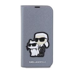 Karl Lagerfeld Karl Lagerfeld Booktype NFT Saffiano Karl & Choupette - ovitek za iPhone 14 Pro (srebrn)