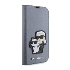 Karl Lagerfeld Karl Lagerfeld Booktype NFT Saffiano Karl & Choupette - ovitek za iPhone 14 Pro (srebrn)