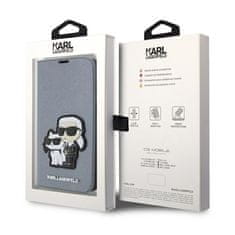 Karl Lagerfeld Karl Lagerfeld Booktype NFT Saffiano Karl & Choupette - ovitek za iPhone 14 Pro (srebrn)