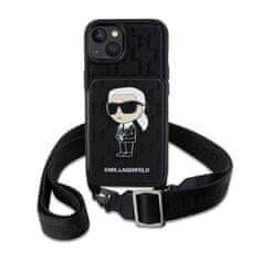 Karl Lagerfeld Karl Lagerfeld Crossbody NFT Saffiano Monogram Iconic - ovitek za iPhone 14 Pro (črn)