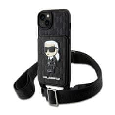 Karl Lagerfeld Karl Lagerfeld Crossbody NFT Saffiano Monogram Iconic - ovitek za iPhone 14 (črn)