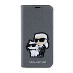 Karl Lagerfeld Karl Lagerfeld Booktype NFT Saffiano Karl & Choupette - ovitek za iPhone 14 (srebrn)