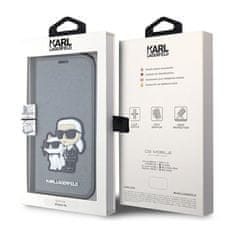 Karl Lagerfeld Karl Lagerfeld Booktype NFT Saffiano Karl & Choupette - ovitek za iPhone 14 (srebrn)