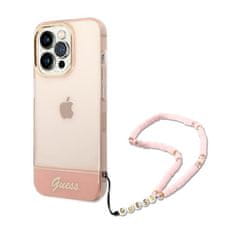 Guess Guess prozoren trak z biserom - ohišje za iPhone 14 Pro (roza)