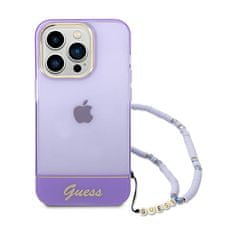 Guess Guess prosojni trak z biserom - ohišje za iPhone 14 Pro (vijolično)