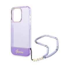 Guess Guess prosojni trak z biserom - ohišje za iPhone 14 Pro (vijolično)