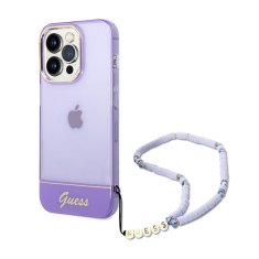 Guess Guess prosojni trak z biserom - ohišje za iPhone 14 Pro (vijolično)