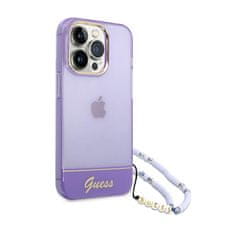 Guess Guess prosojni trak z biserom - ohišje za iPhone 14 Pro (vijolično)