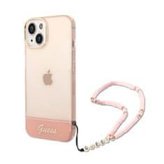 Guess Guess prozoren trak z biserom - ohišje za iPhone 14 Plus (roza)