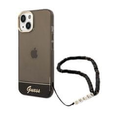 Guess Guess prozoren trak z biserom - ohišje za iPhone 14 (črno)