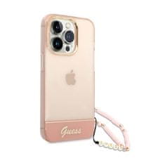 Guess Guess prozoren trak z biserom - ohišje za iPhone 14 Pro Max (roza)