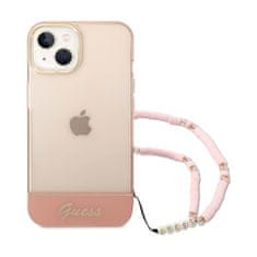 Guess Guess prozoren trak z biserom - ohišje za iPhone 14 Plus (roza)