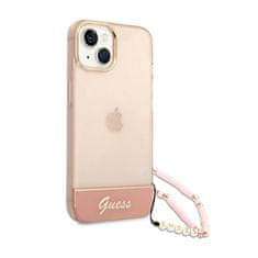 Guess Guess prozoren trak z biserom - ohišje za iPhone 14 Plus (roza)