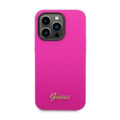 Guess Guess Silikonski ovitek Vintage - iPhone 14 Pro (fuksija)