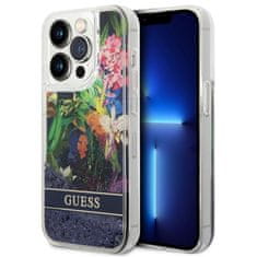 Guess Guess Liquid Glitter Flower - Ohišje za iPhone 14 Pro Max (modro)