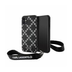 Karl Lagerfeld Karl Lagerfeld Monogram Losange Saffiano - etui z vrvico za iPhone 11 (črn)